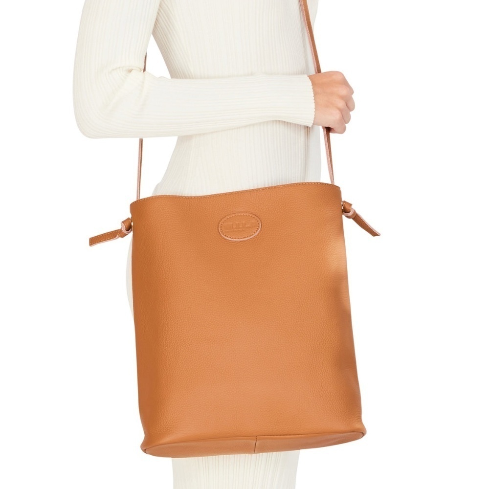 M.I.L.A. Jackie Grain Leather Crossbody Bag in Tan Caramel